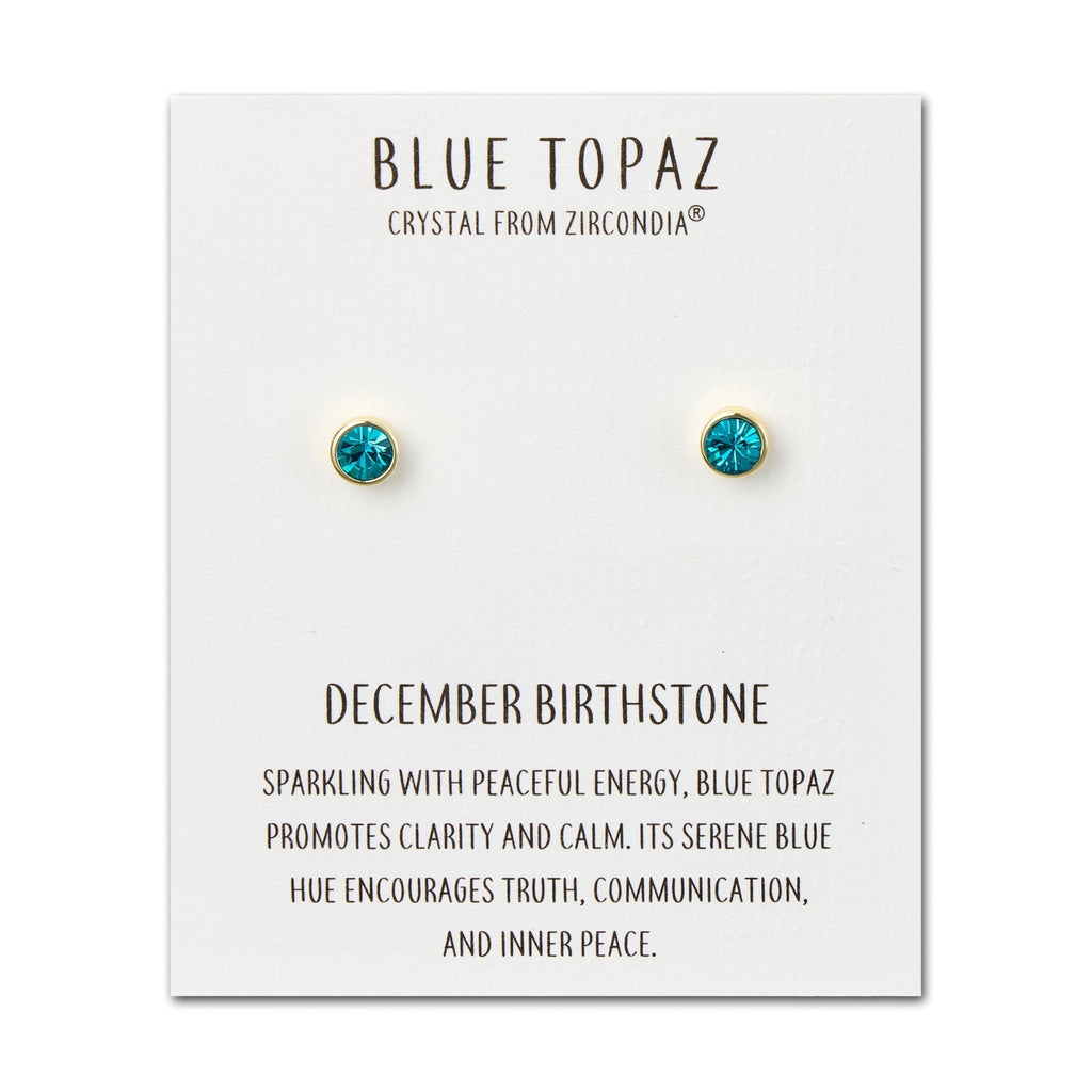 18k Gold Plated December (Blue Topaz) Birthstone Earrings Created with Zircondia® Crystals
