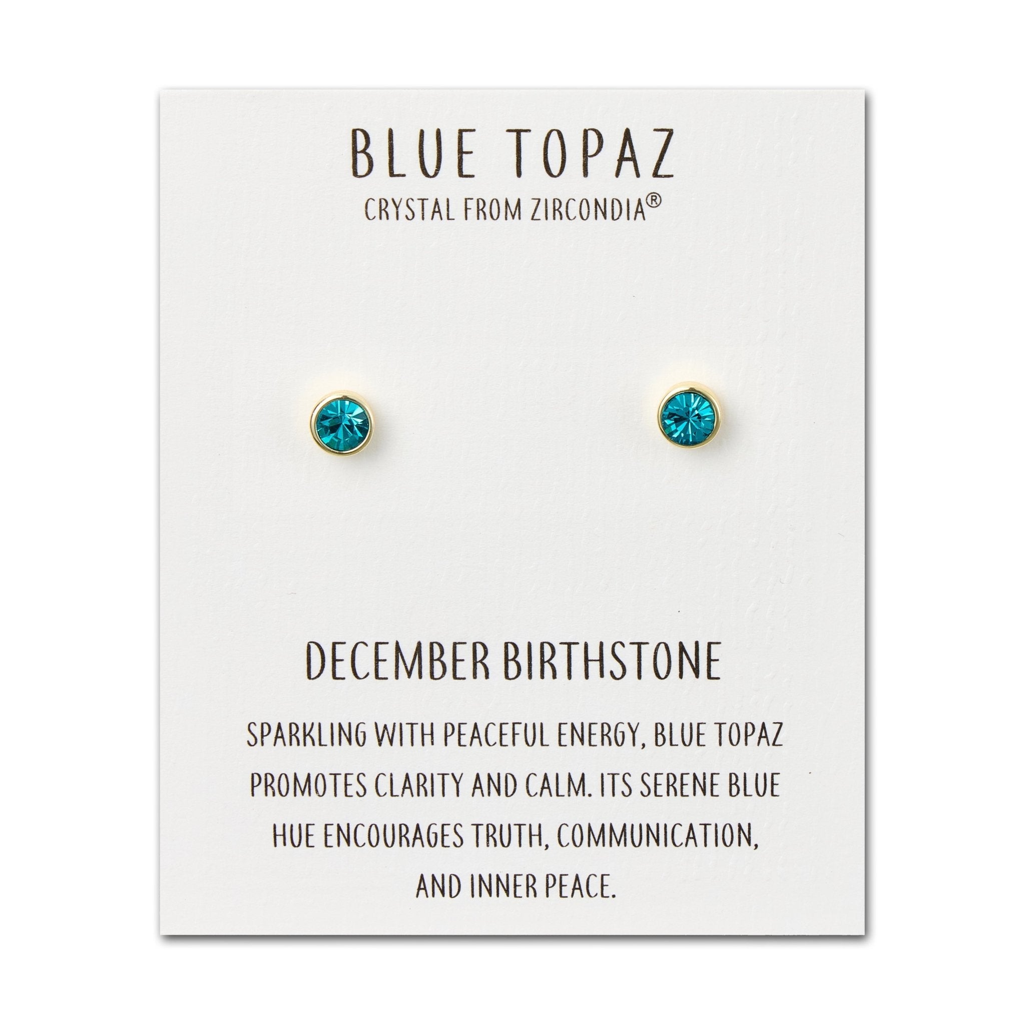 18k Gold Plated December (Blue Topaz) Birthstone Earrings Created with Zircondia® Crystals