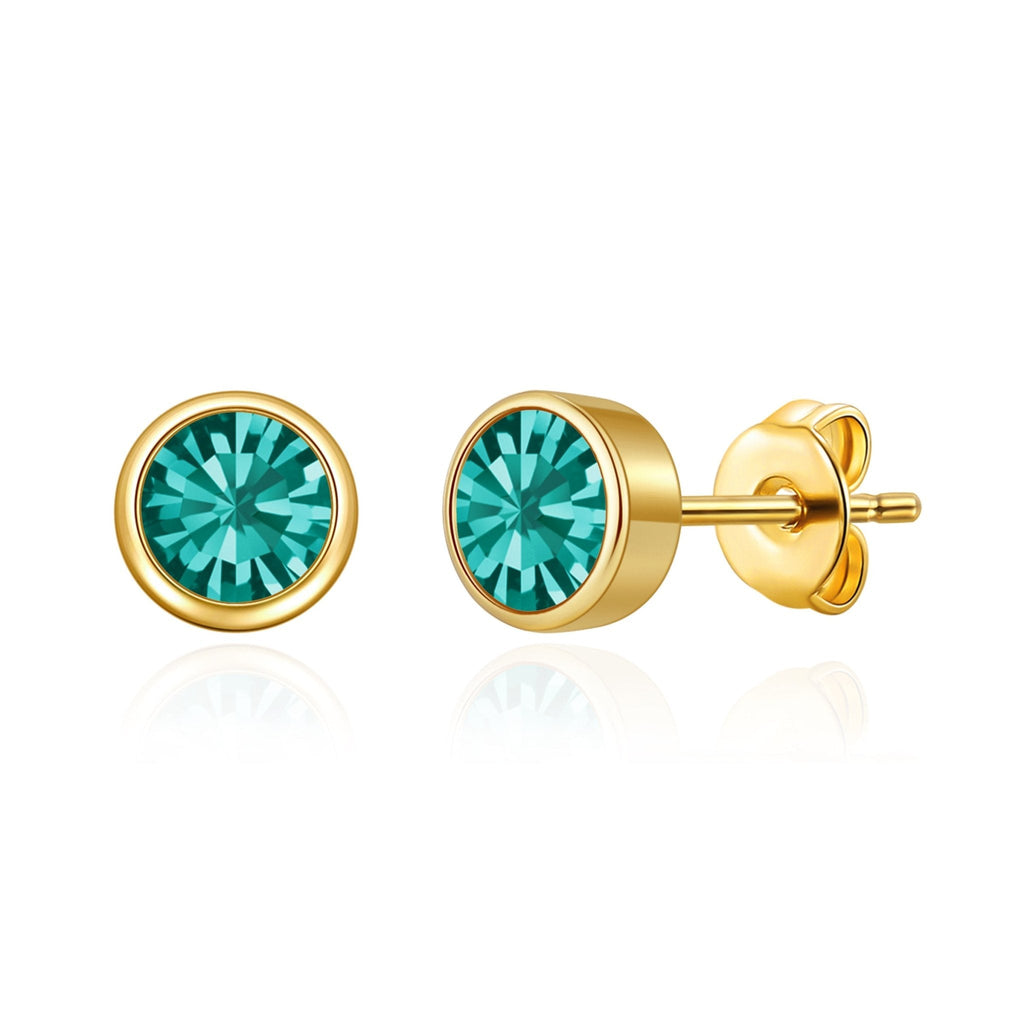 18k Gold Plated December (Blue Topaz) Birthstone Earrings Created with Zircondia® Crystals