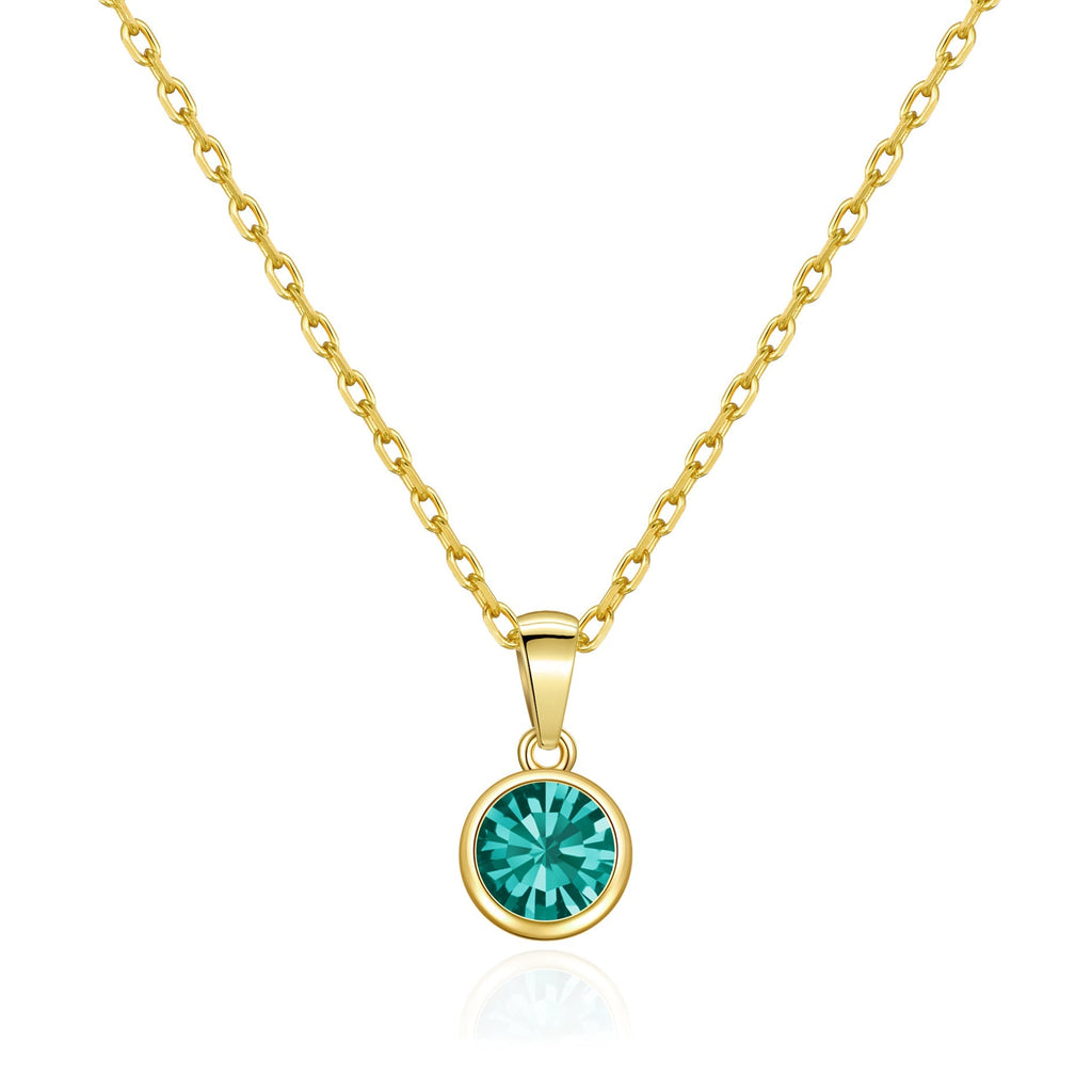18k Gold Plated December (Blue Topaz) Birthstone Necklace Created with Zircondia® Crystals