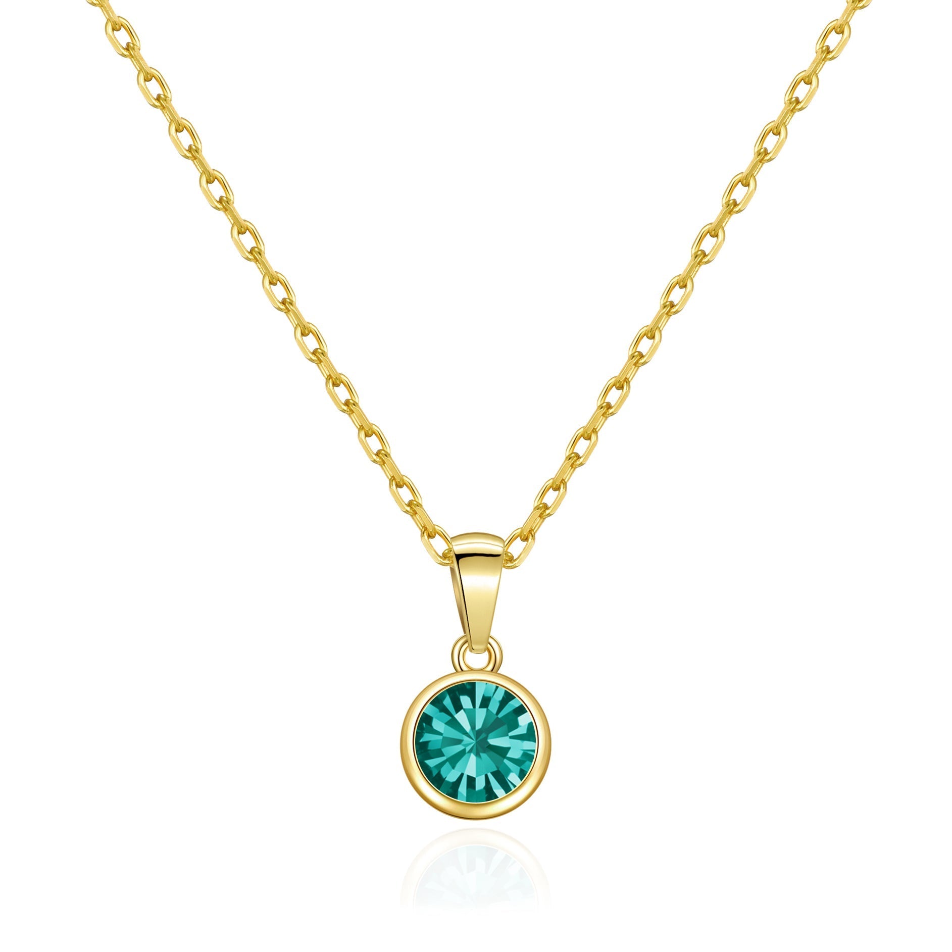 18k Gold Plated December (Blue Topaz) Birthstone Necklace Created with Zircondia® Crystals
