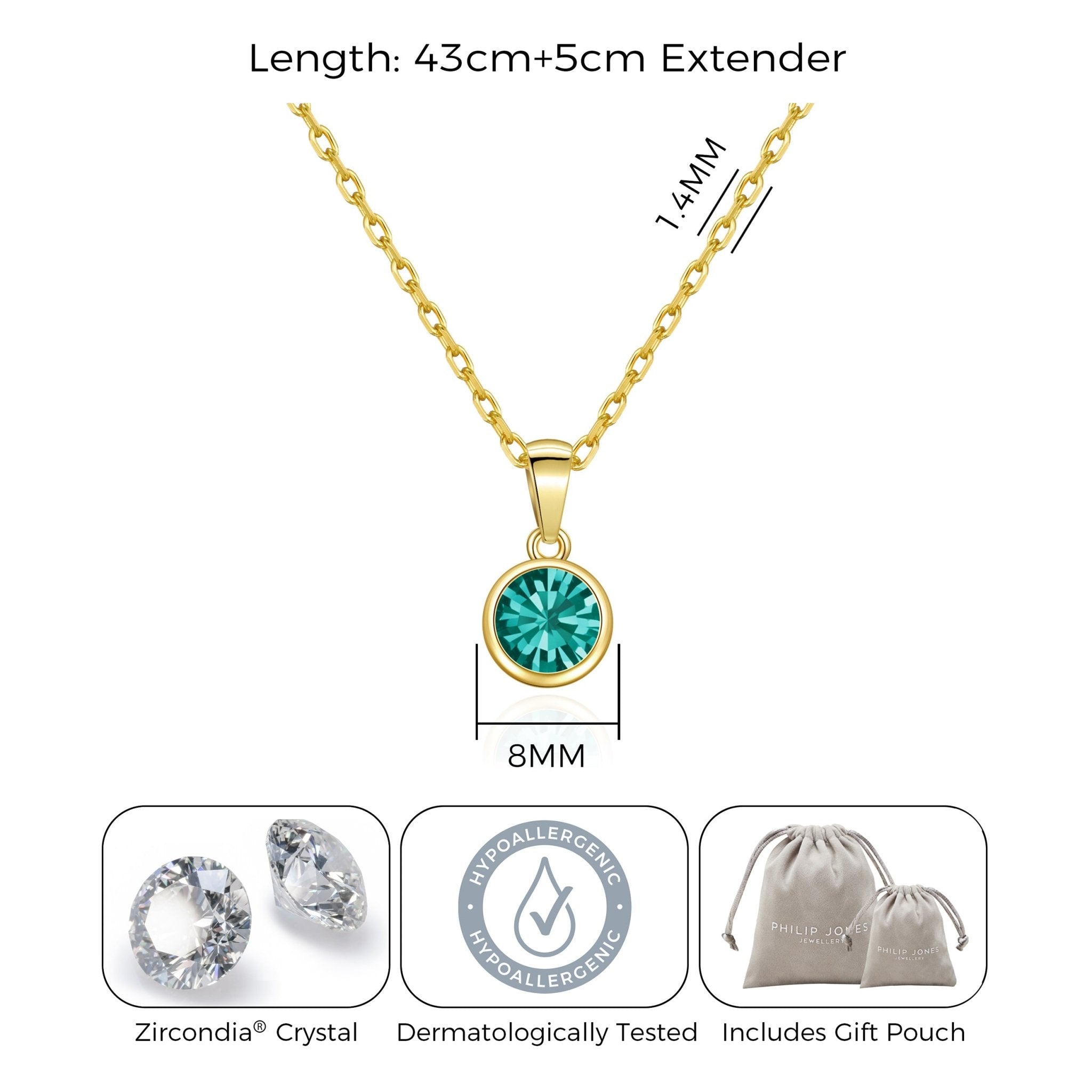 18k Gold Plated December (Blue Topaz) Birthstone Necklace Created with Zircondia® Crystals