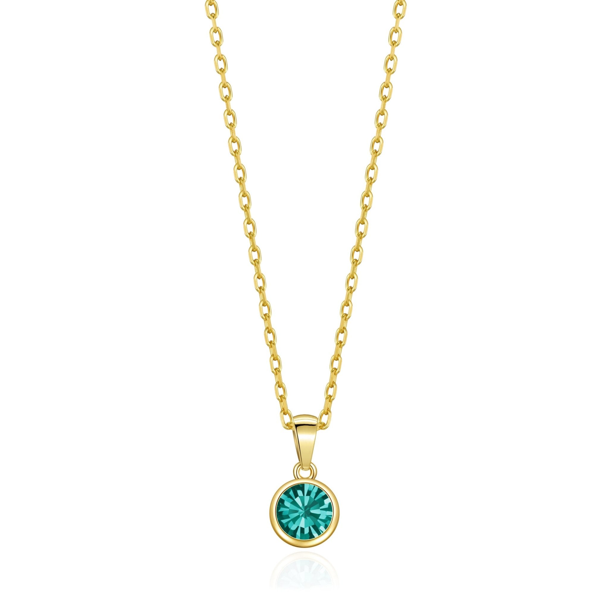 18k Gold Plated December (Blue Topaz) Birthstone Necklace Created with Zircondia® Crystals