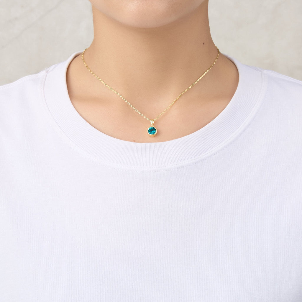 18k Gold Plated December (Blue Topaz) Birthstone Necklace Created with Zircondia® Crystals