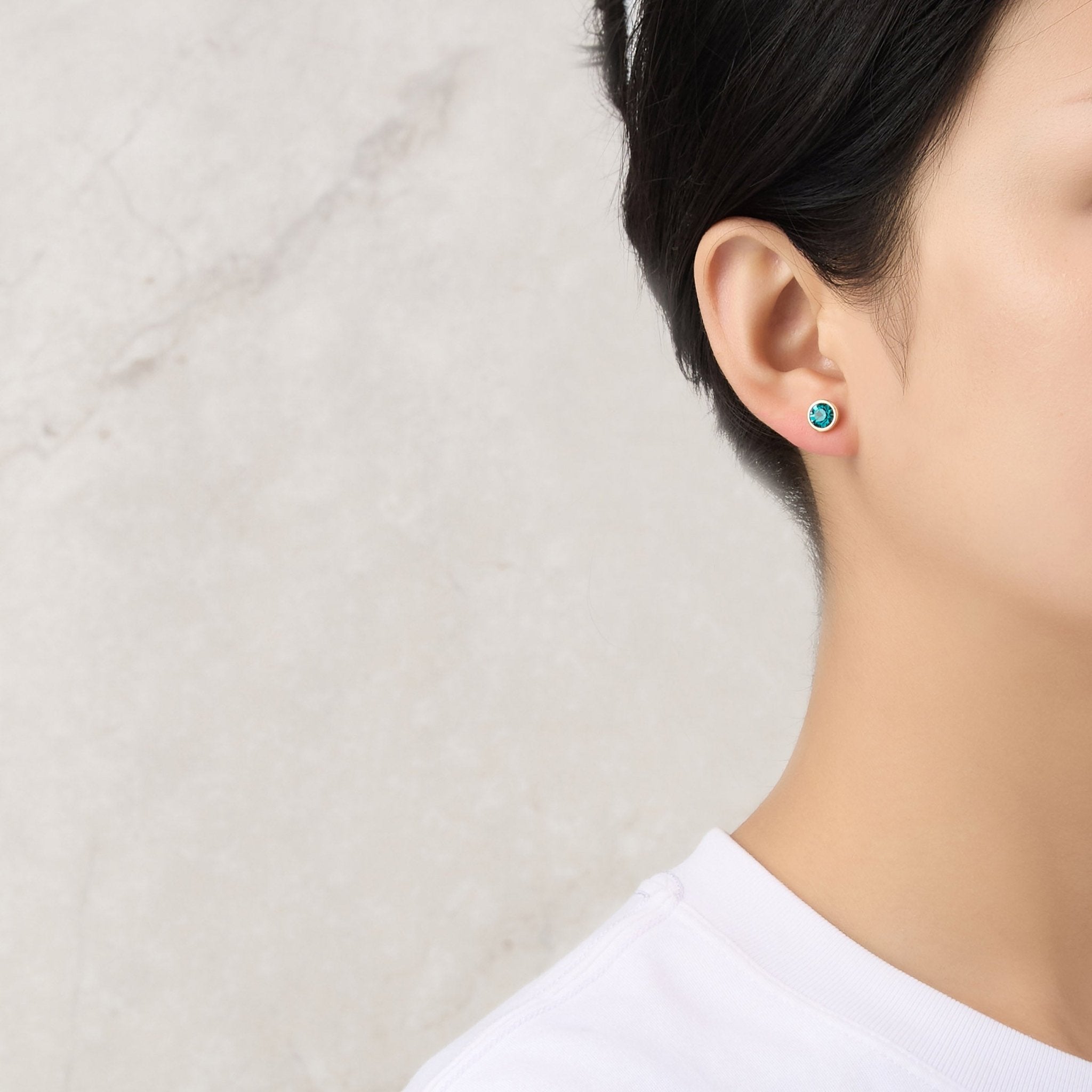 18k Gold Plated December (Blue Topaz) Birthstone Necklace & Earrings Set Created with Zircondia® Crystals