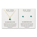 18k Gold Plated December (Blue Topaz) Birthstone Necklace & Earrings Set Created with Zircondia® Crystals