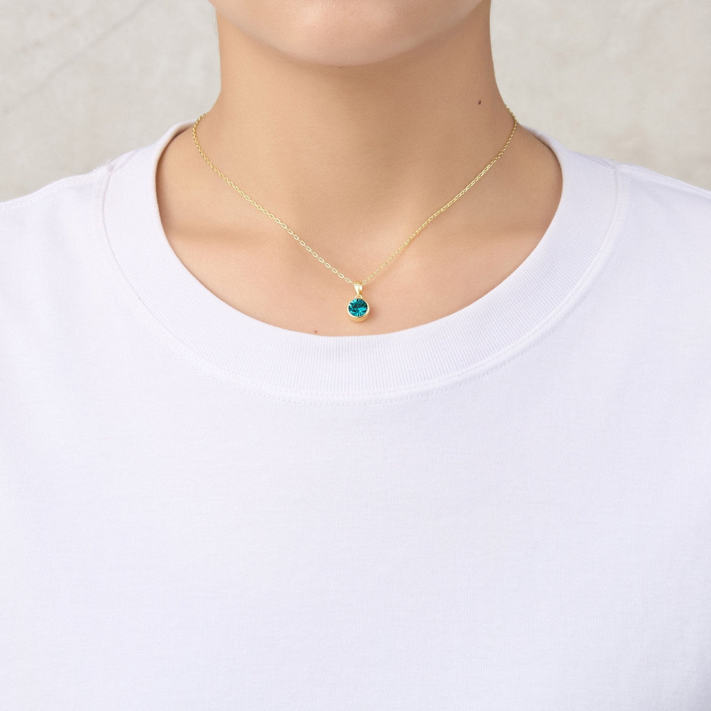 18k Gold Plated December (Blue Topaz) Birthstone Necklace & Earrings Set Created with Zircondia® Crystals