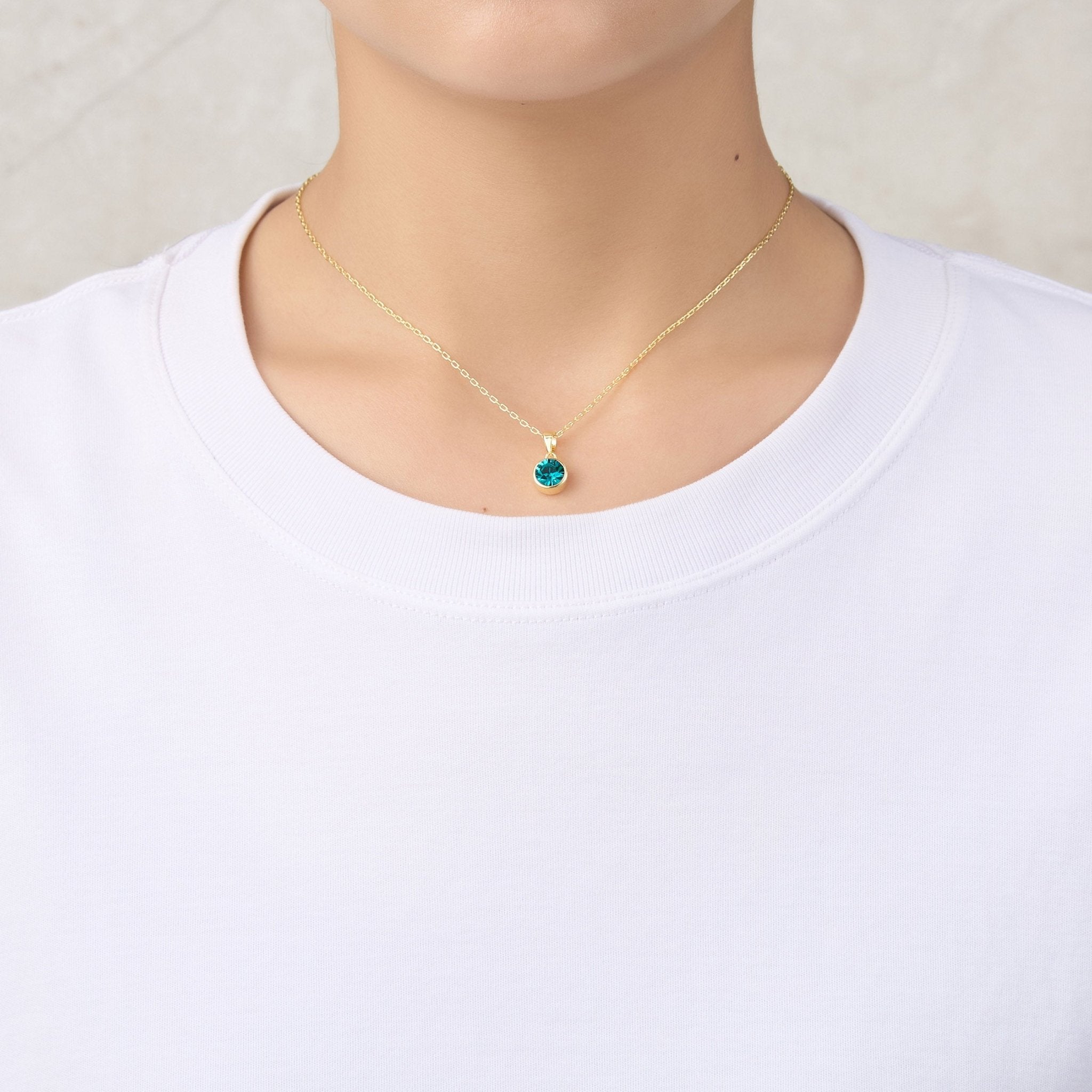 18k Gold Plated December (Blue Topaz) Birthstone Necklace & Earrings Set Created with Zircondia® Crystals