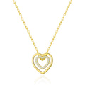 18k Gold Plated Double Heart Necklace Created with Zircondia® Crystals