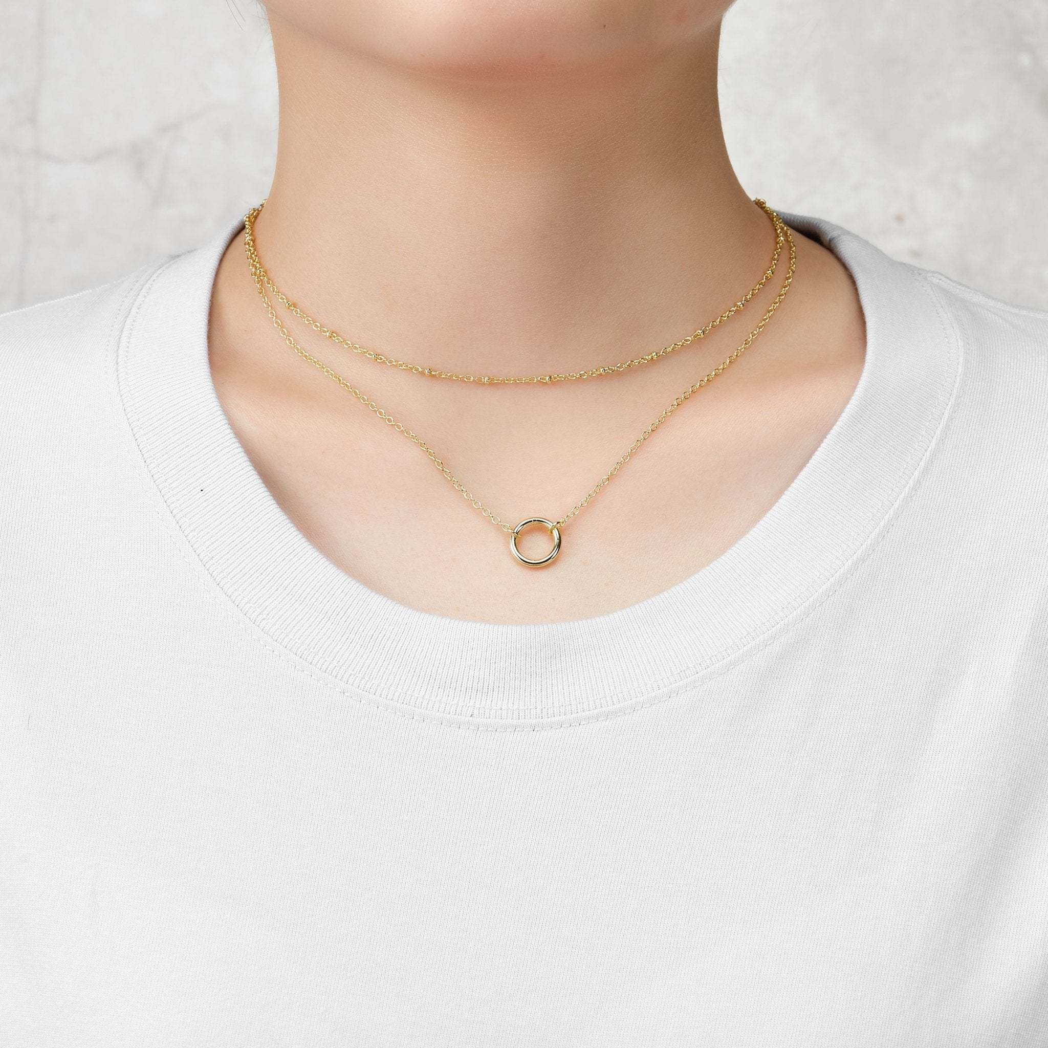 18k Gold Plated Double Layered Circle Necklace