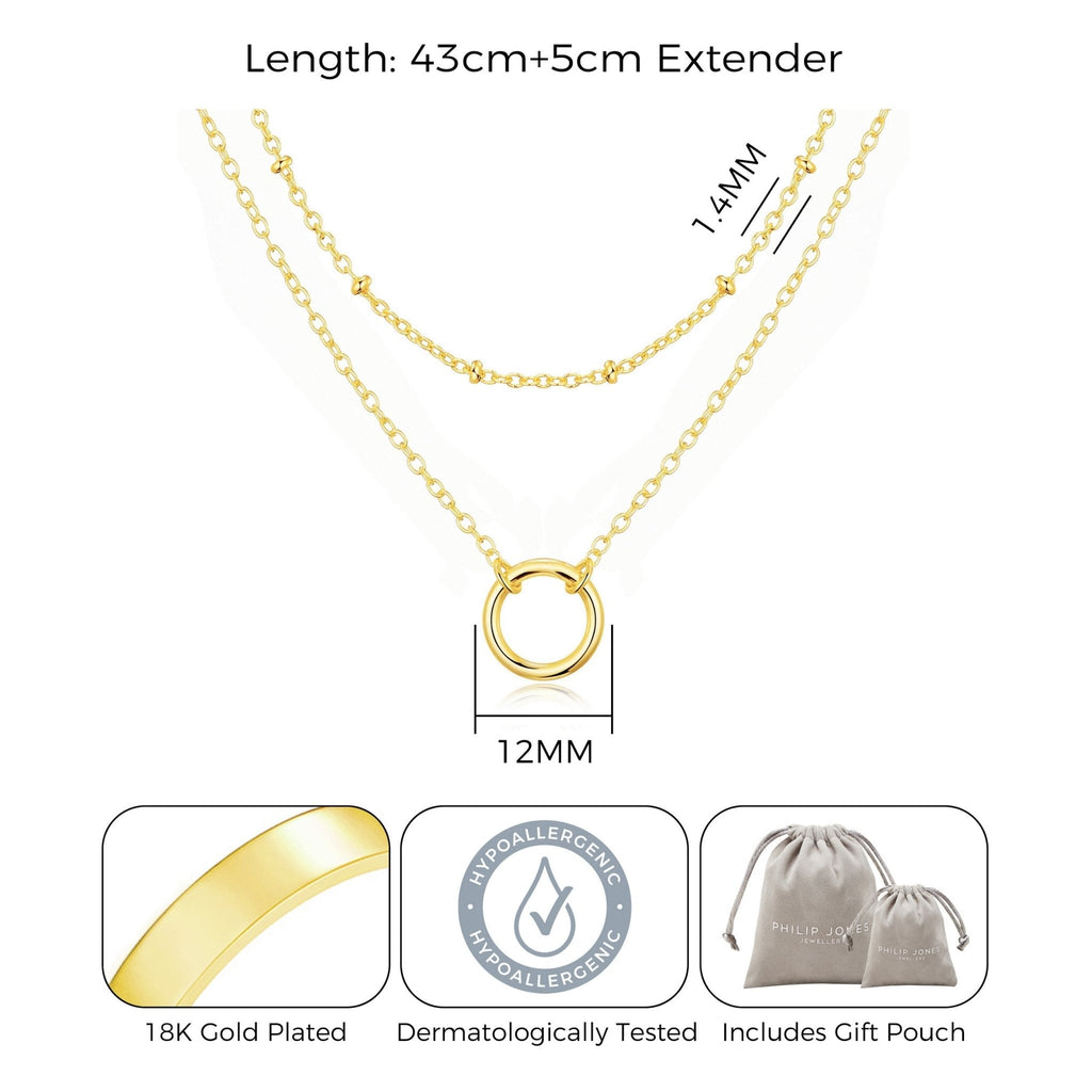 18k Gold Plated Double Layered Circle Necklace