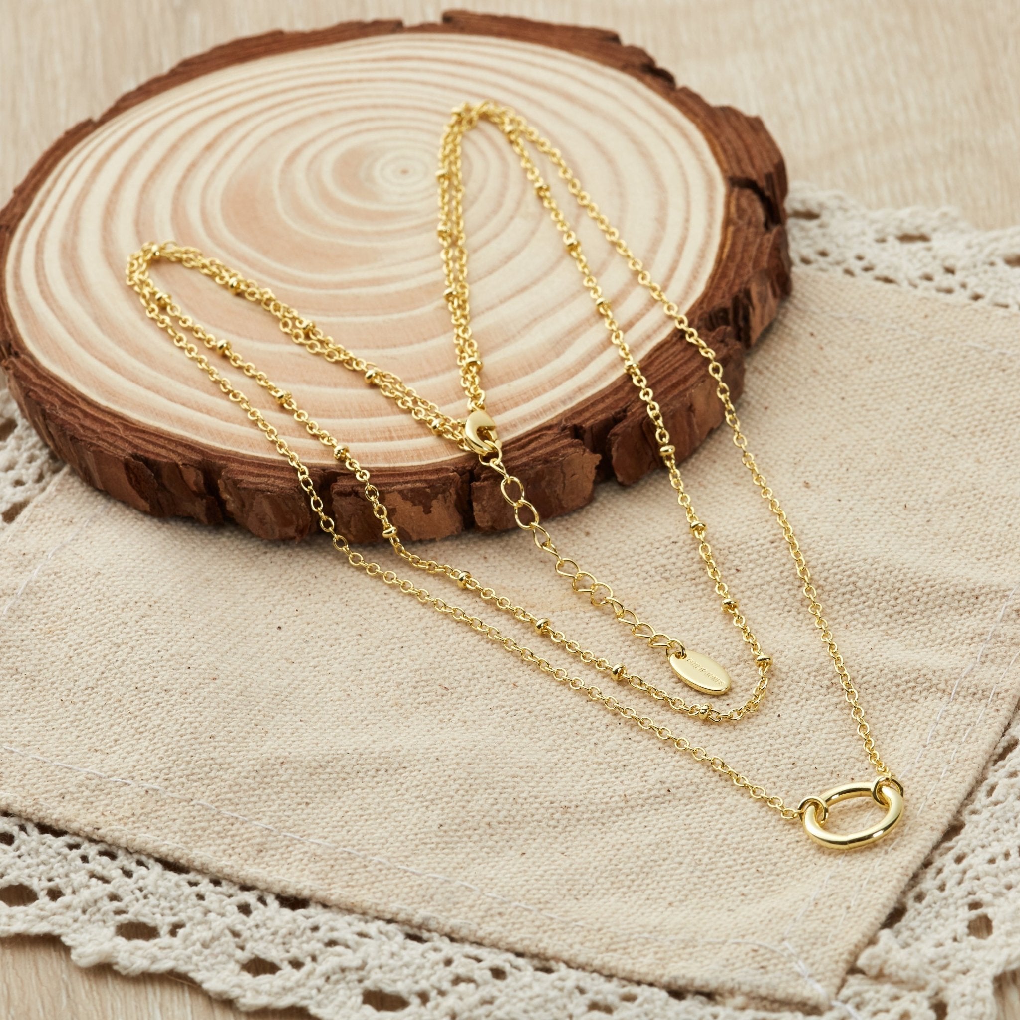 18k Gold Plated Double Layered Circle Necklace