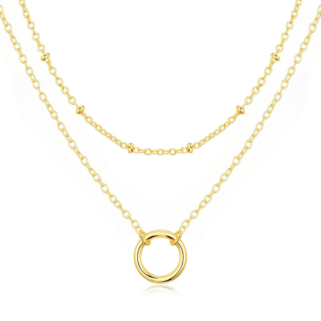 18k Gold Plated Double Layered Circle Necklace
