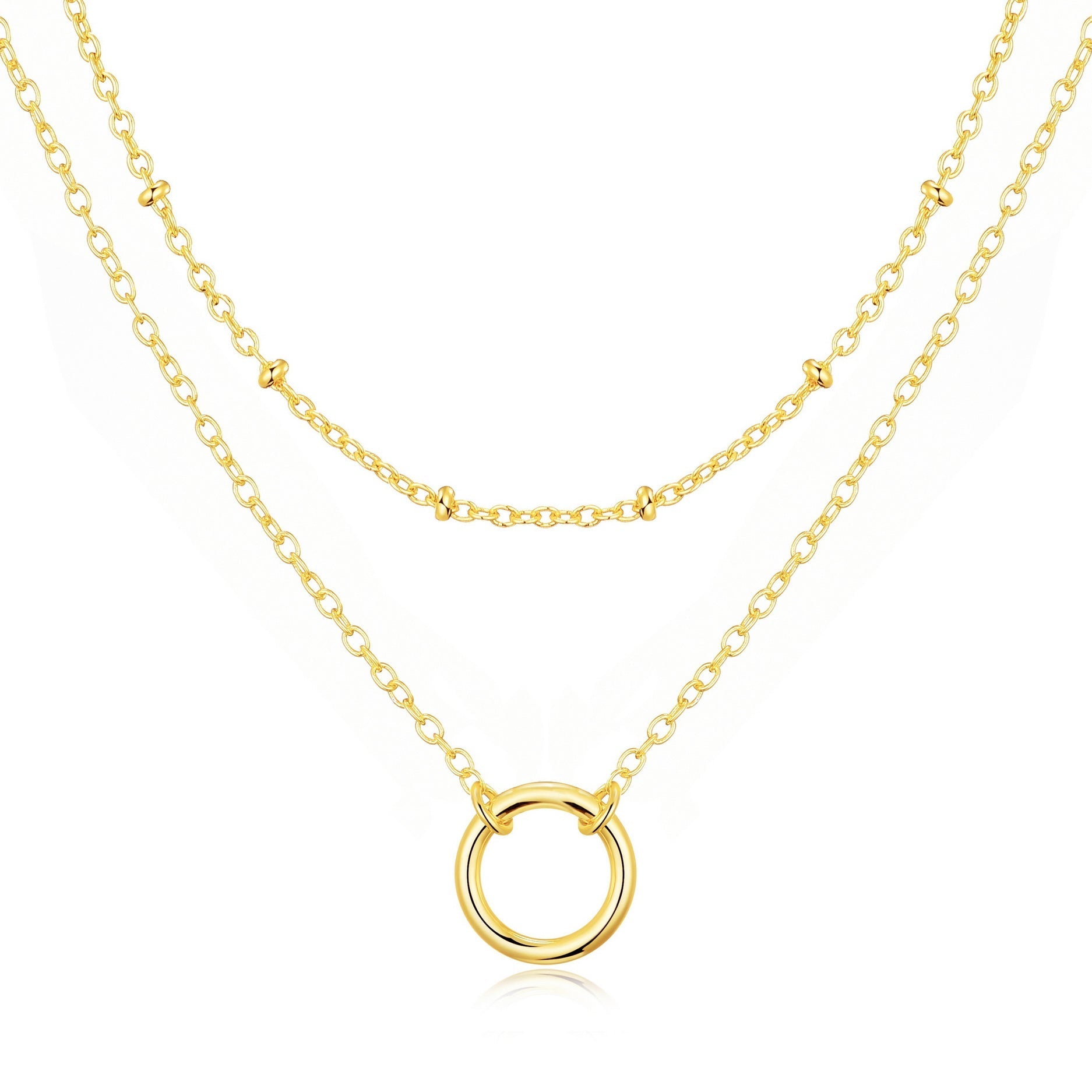 18k Gold Plated Double Layered Circle Necklace