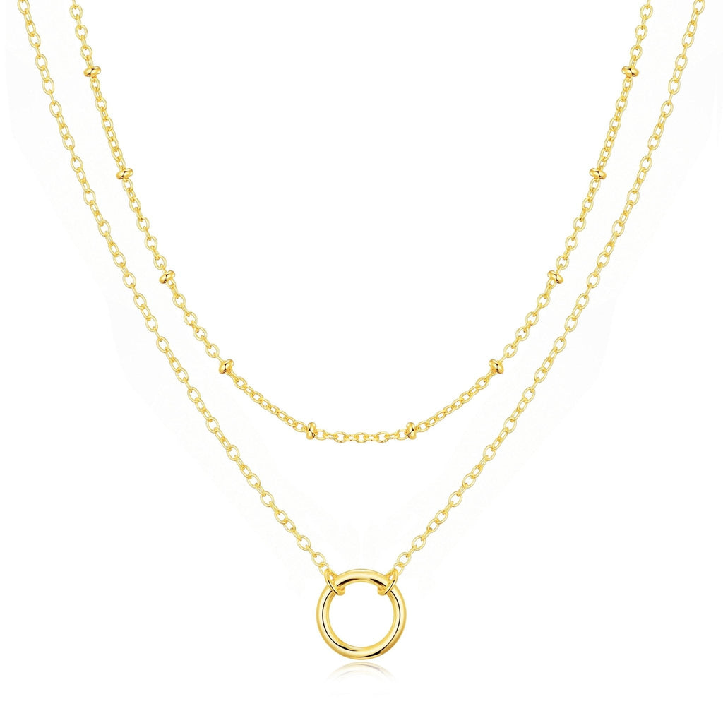 18k Gold Plated Double Layered Circle Necklace