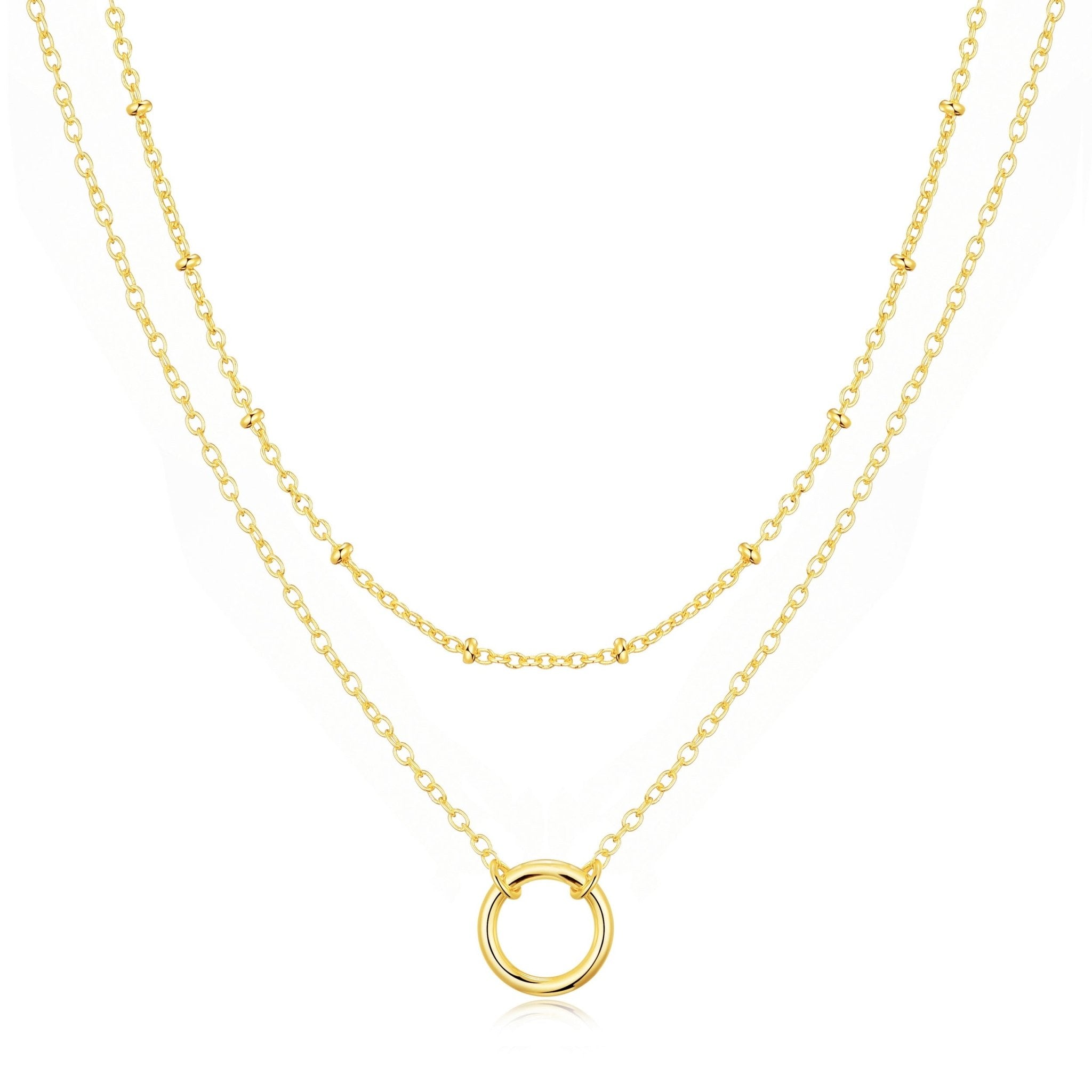 18k Gold Plated Double Layered Circle Necklace
