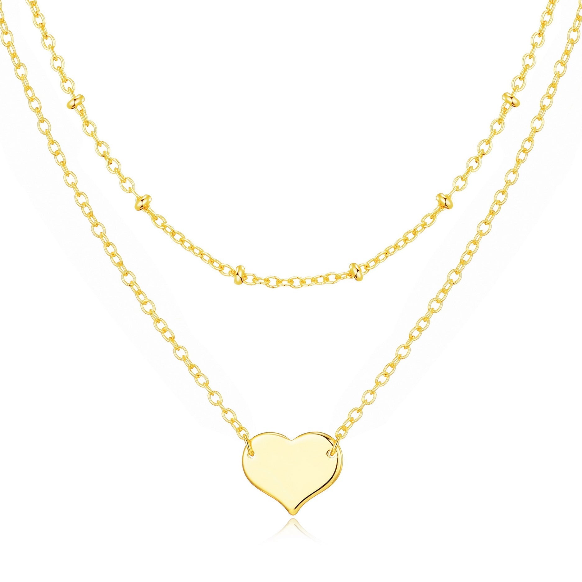 18k Gold Plated Double Layered Heart Necklace