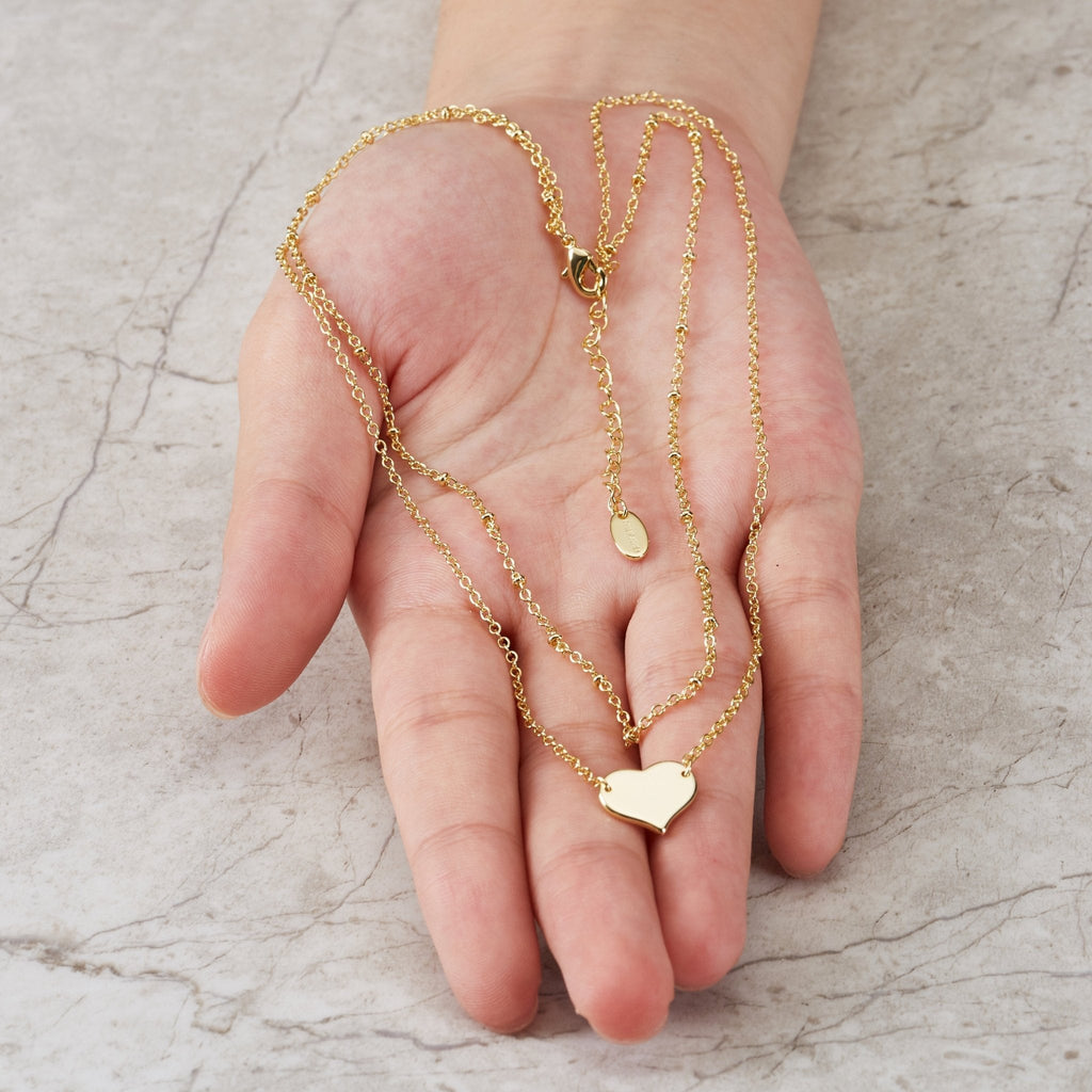 18k Gold Plated Double Layered Heart Necklace