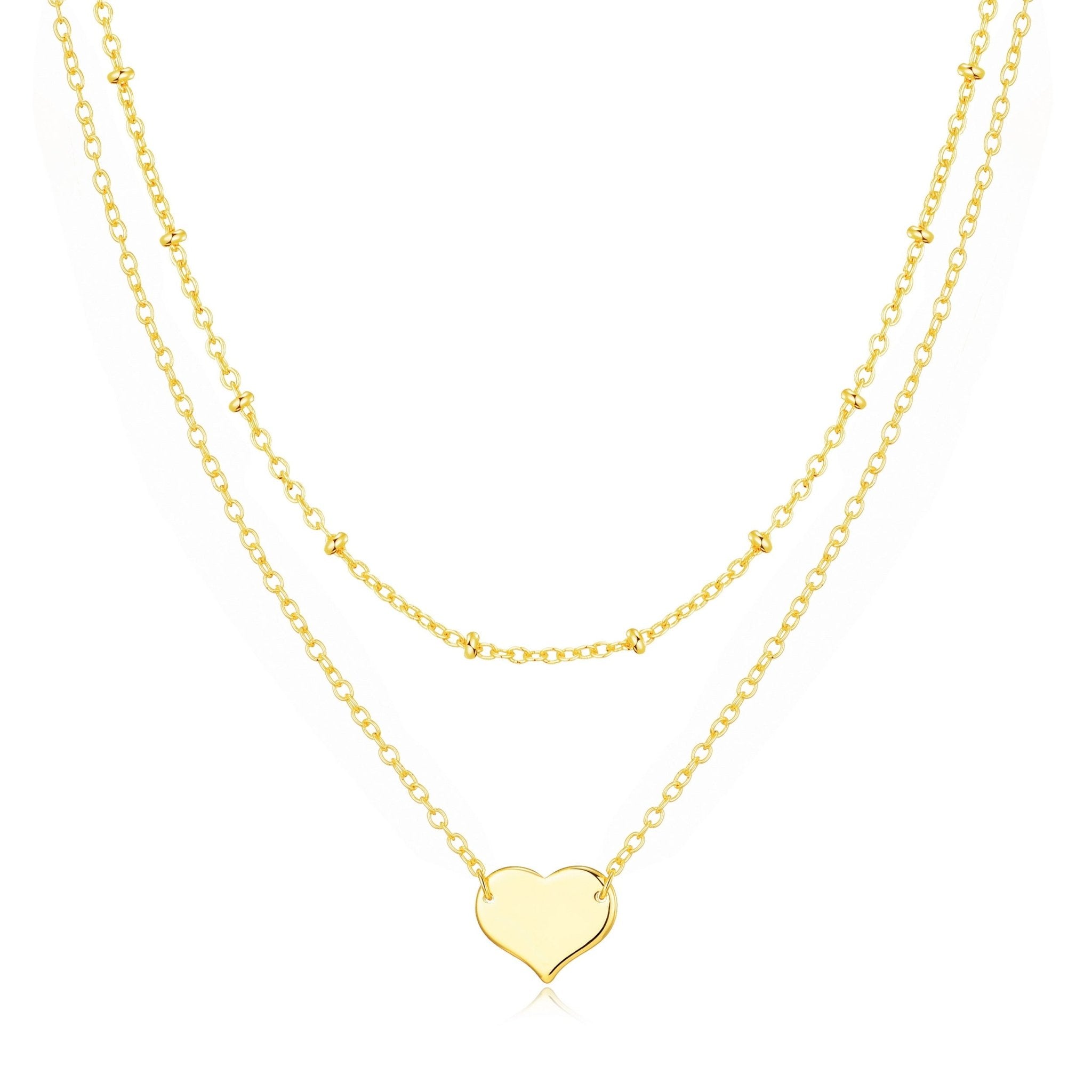 18k Gold Plated Double Layered Heart Necklace