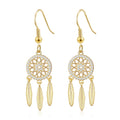 18k Gold Plated Dream Catcher Drop Earrings Created with Zircondia® Crystals