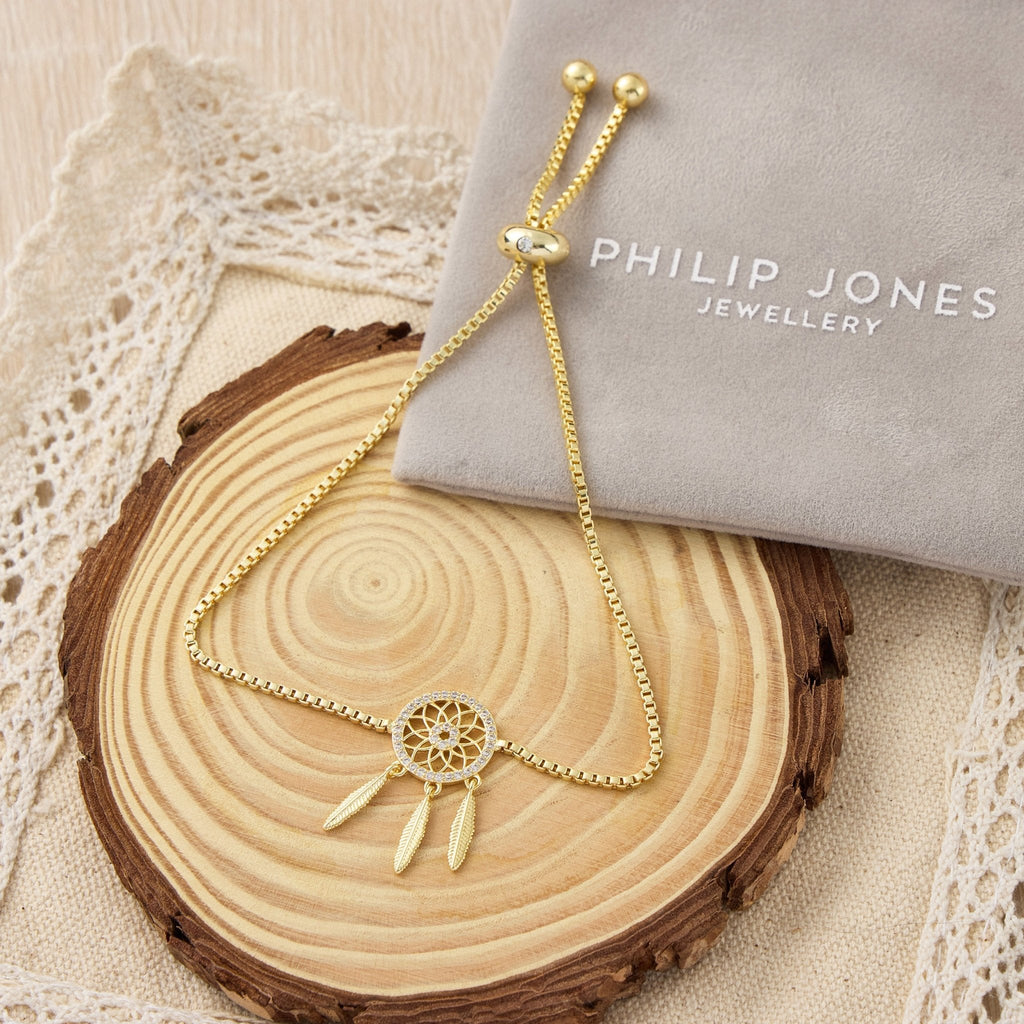 18k Gold Plated Dream Catcher Friendship Slider Bracelet Created with Zircondia® Crystals