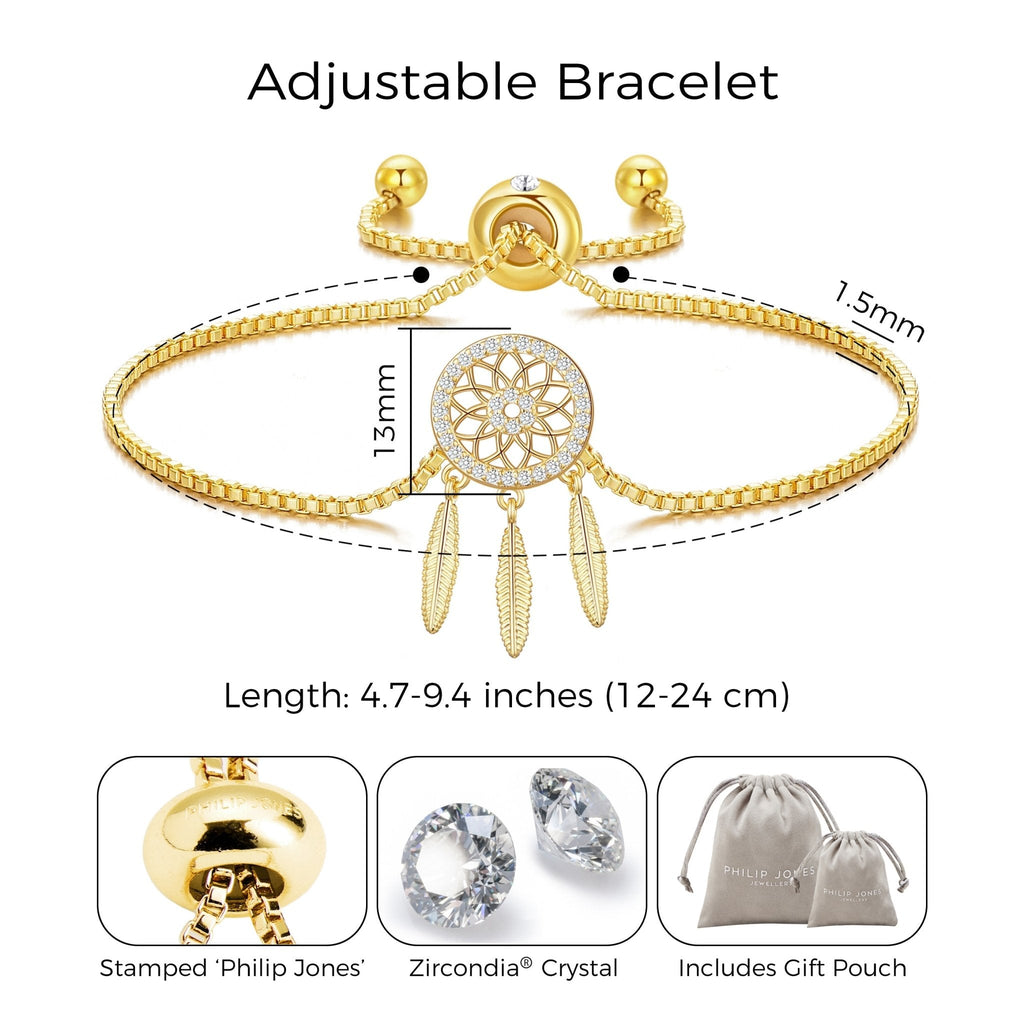 18k Gold Plated Dream Catcher Friendship Slider Bracelet Created with Zircondia® Crystals