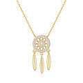 18k Gold Plated Dream Catcher Necklace Created with Zircondia® Crystals