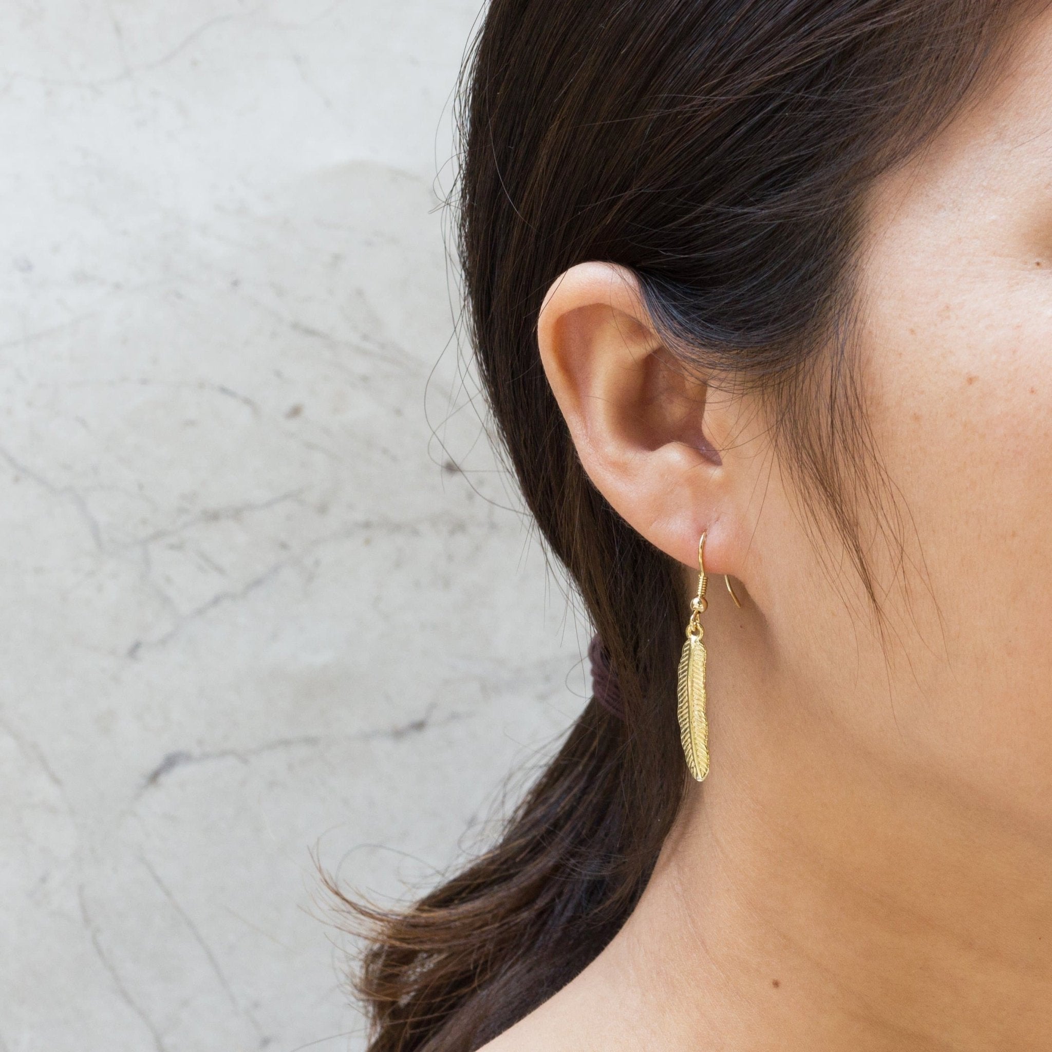 18k Gold Plated Feather Earrings