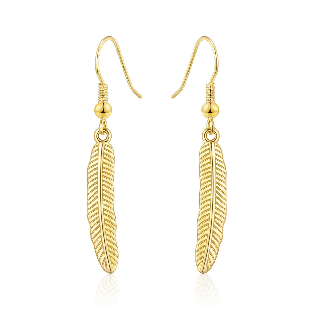 18k Gold Plated Feather Earrings