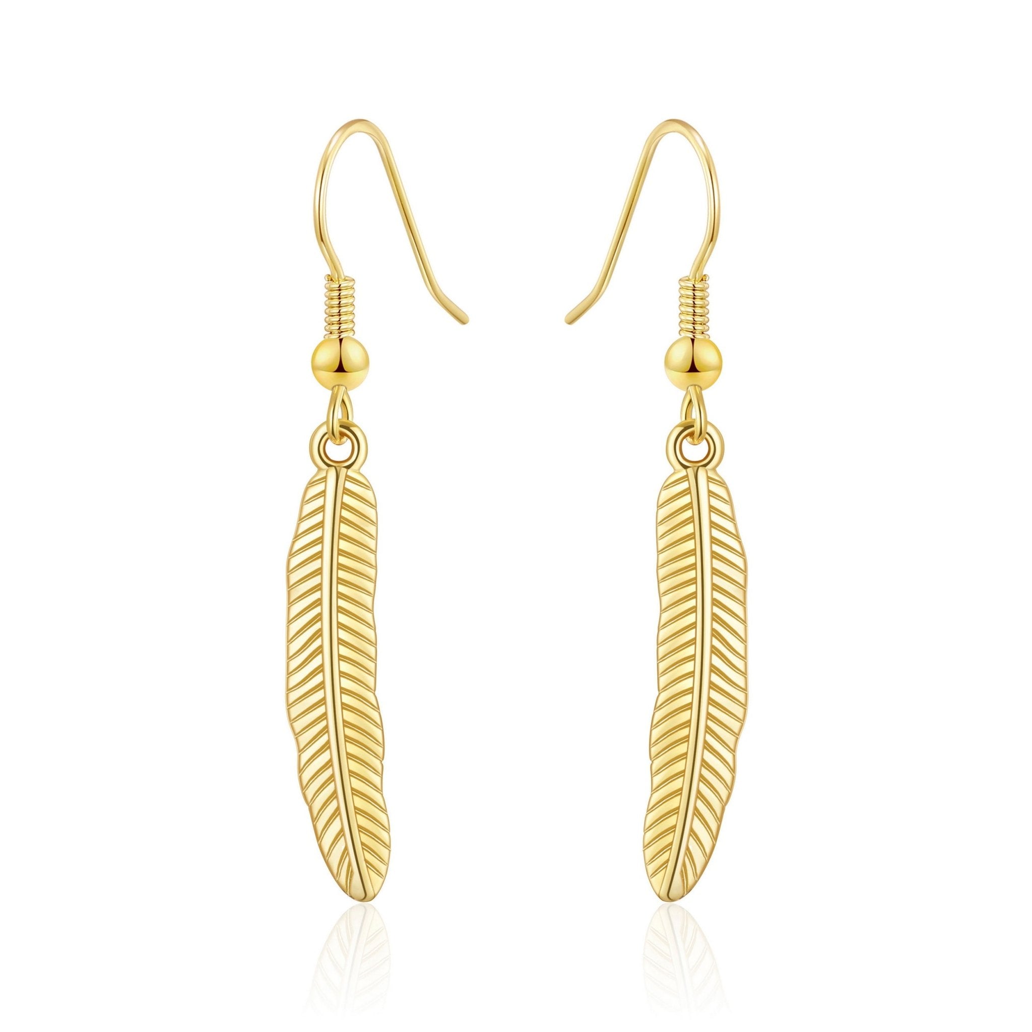 18k Gold Plated Feather Earrings