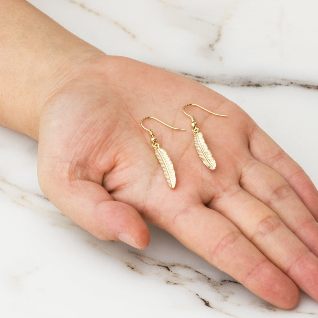 18k Gold Plated Feather Earrings