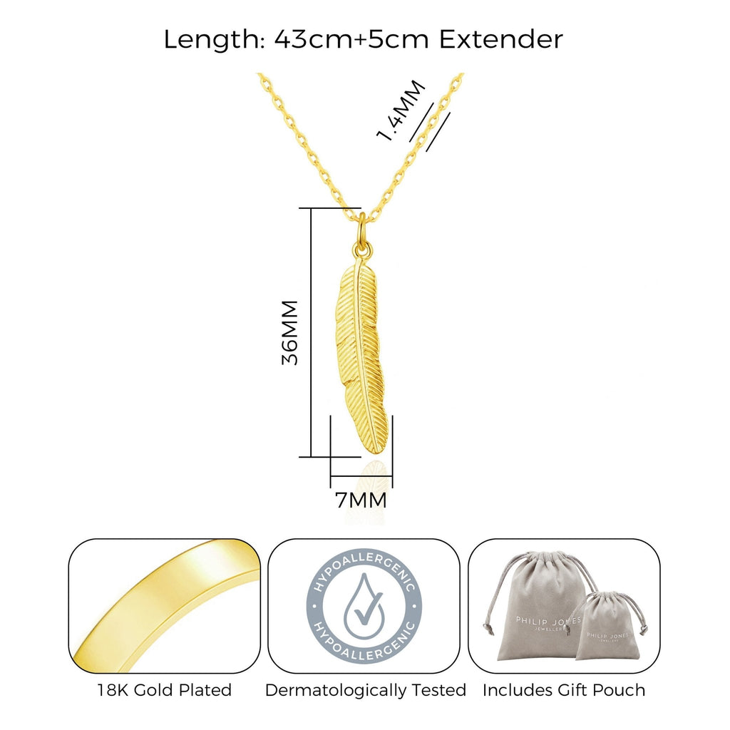 18k Gold Plated Feather Necklace
