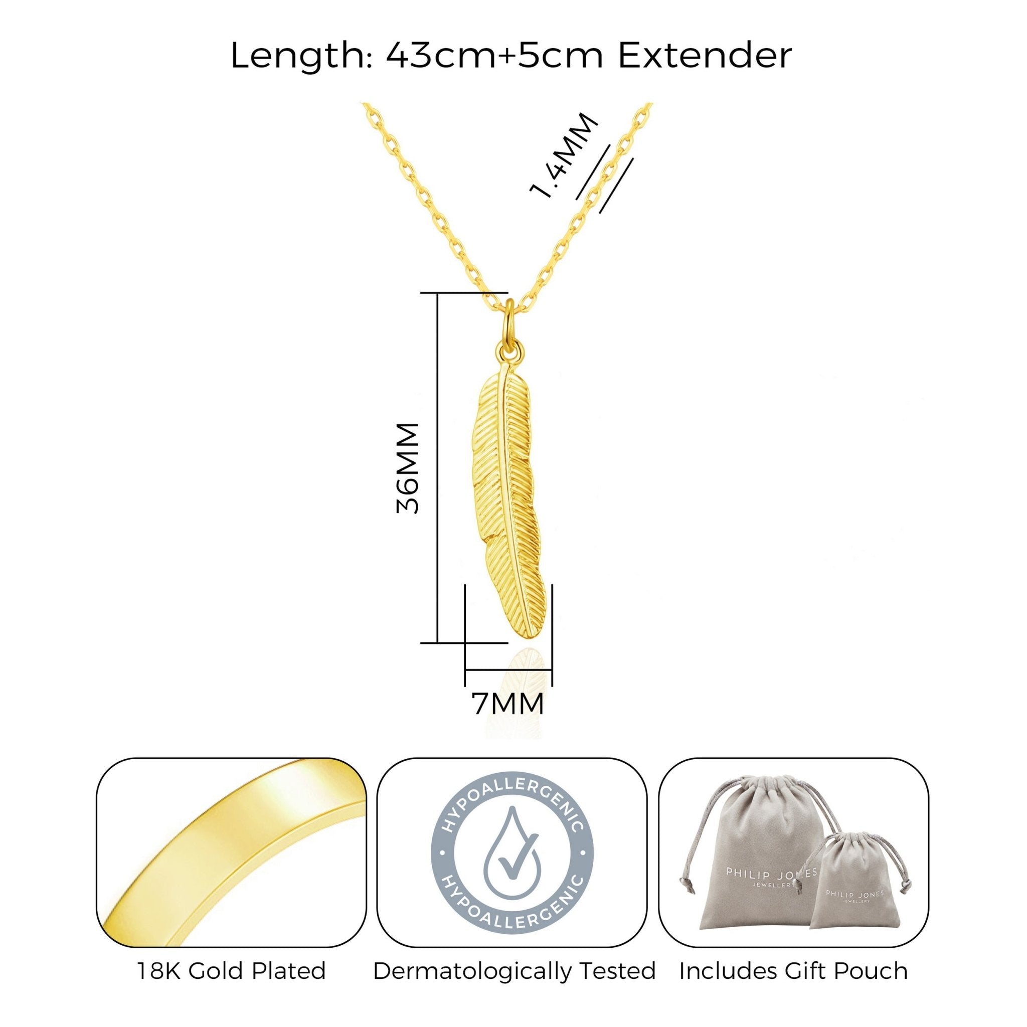 18k Gold Plated Feather Necklace