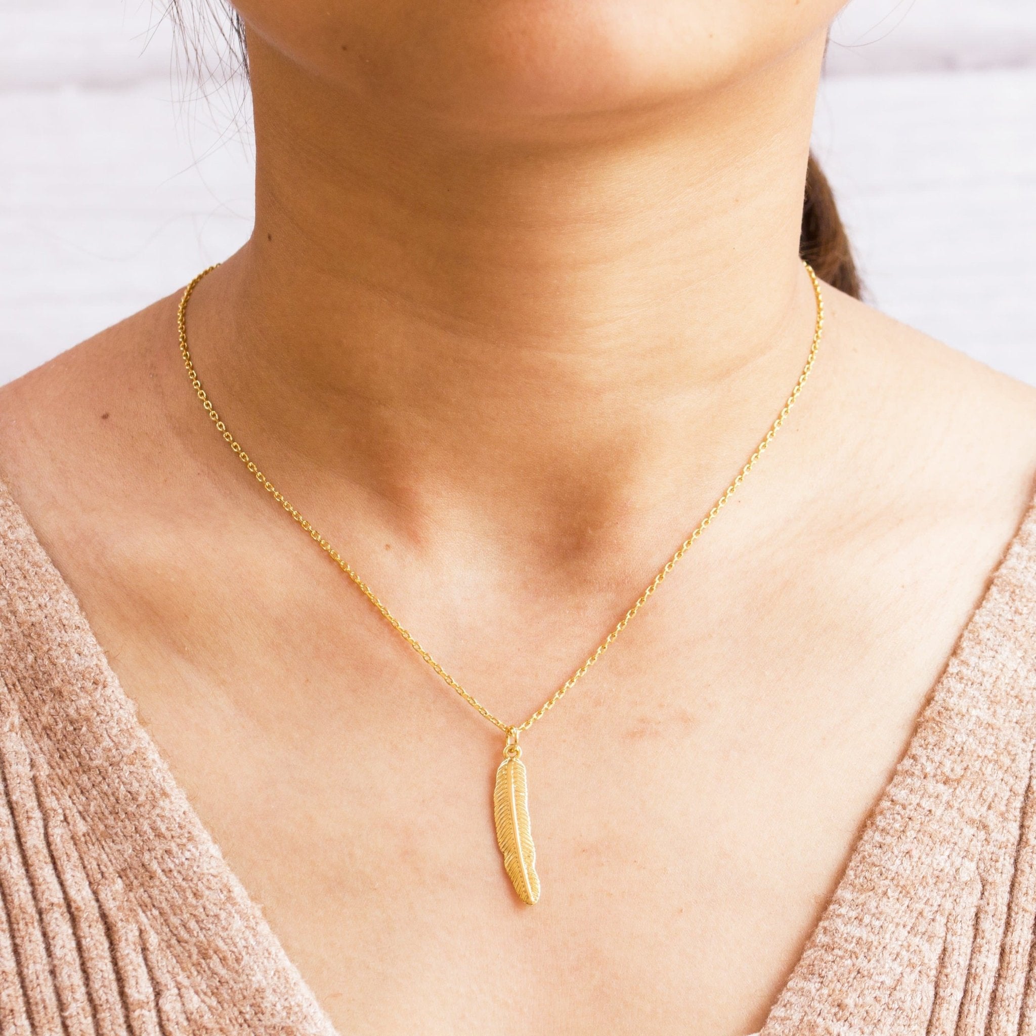 18k Gold Plated Feather Necklace
