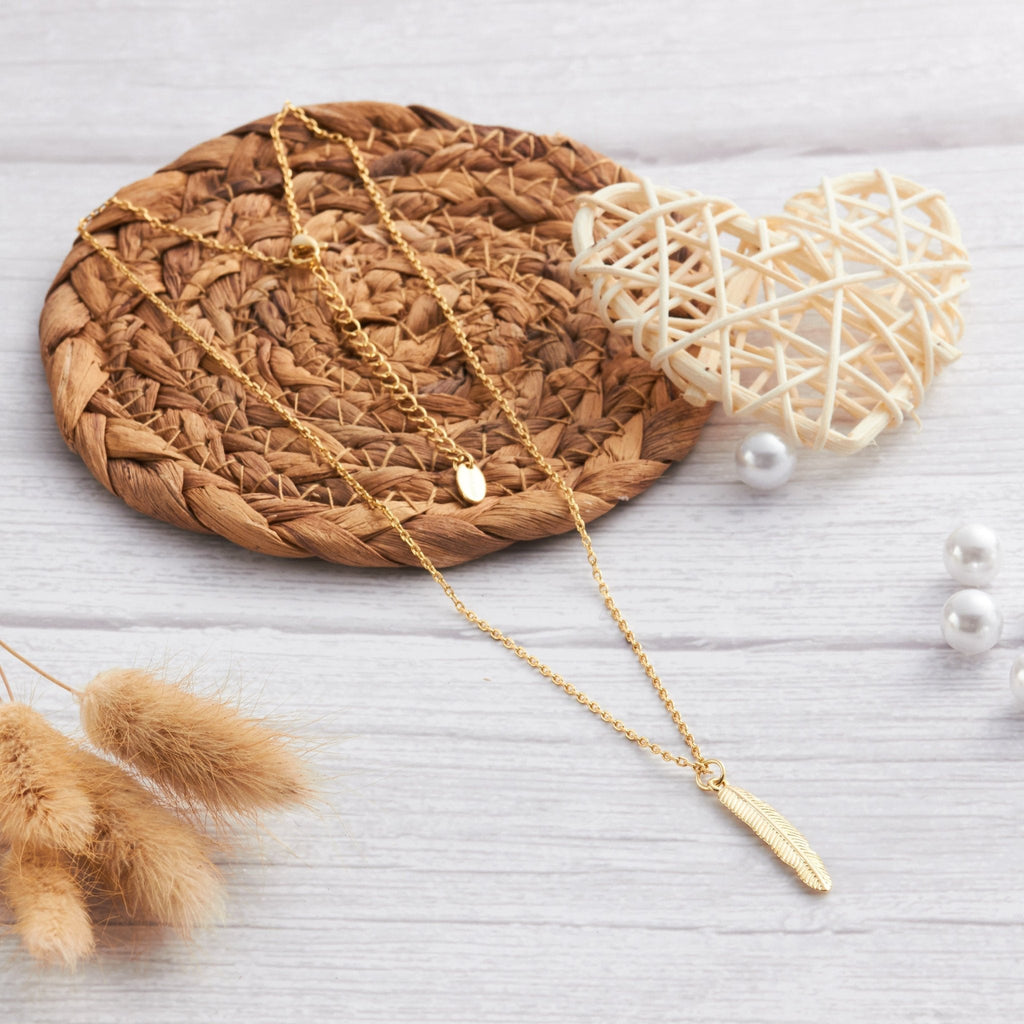 18k Gold Plated Feather Necklace