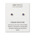 18k Gold Plated February (Amethyst) Birthstone Earrings Created with Zircondia® Crystals