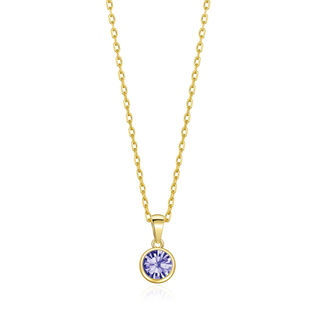 18k Gold Plated February (Amethyst) Birthstone Necklace Created with Zircondia® Crystals