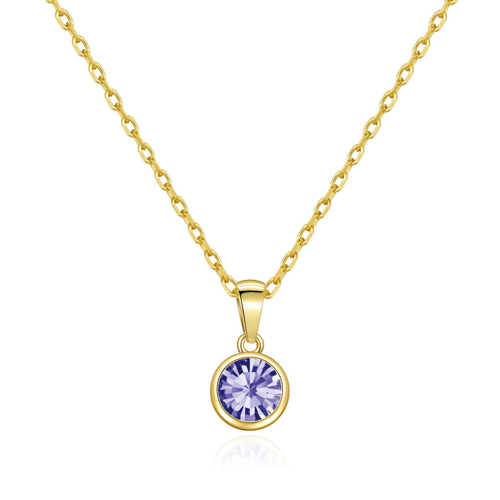 18k Gold Plated February (Amethyst) Birthstone Necklace Created with Zircondia® Crystals