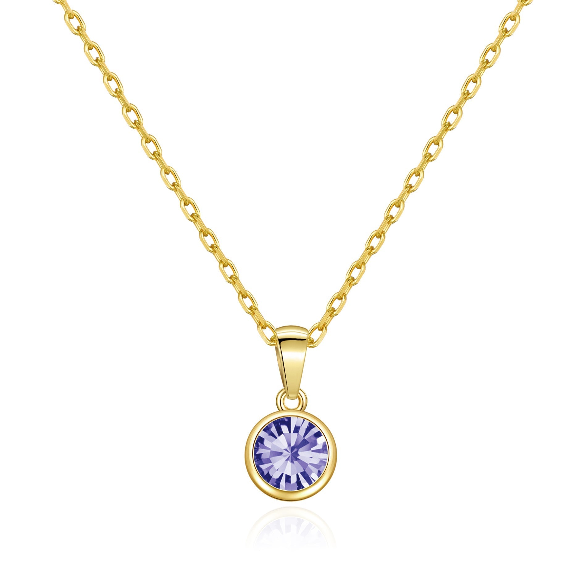 18k Gold Plated February (Amethyst) Birthstone Necklace Created with Zircondia® Crystals