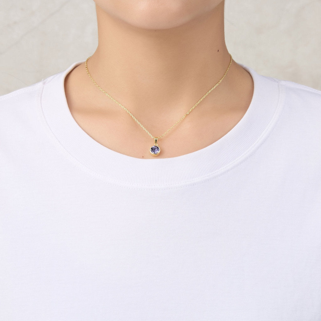 18k Gold Plated February (Amethyst) Birthstone Necklace & Earrings Set Created with Zircondia® Crystals
