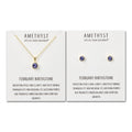 18k Gold Plated February (Amethyst) Birthstone Necklace & Earrings Set Created with Zircondia® Crystals