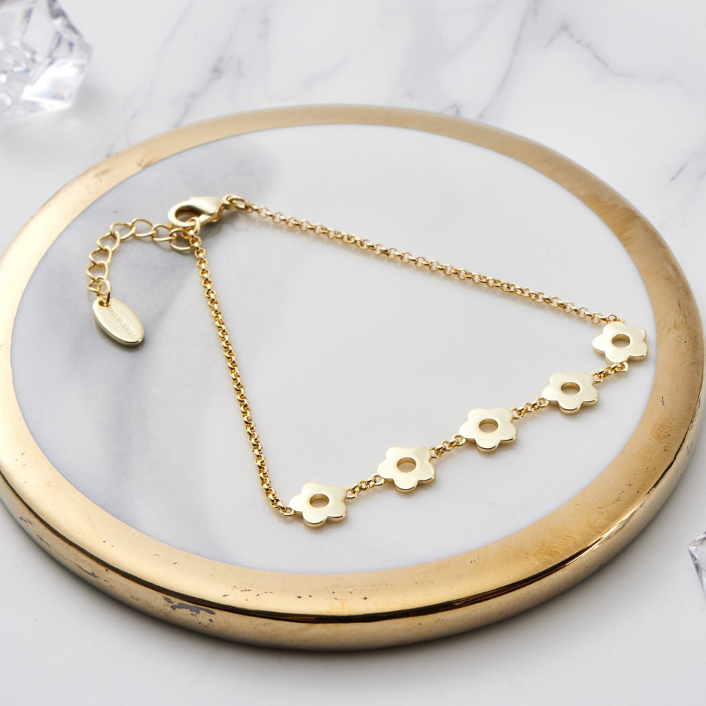 18k Gold Plated Flower Bracelet