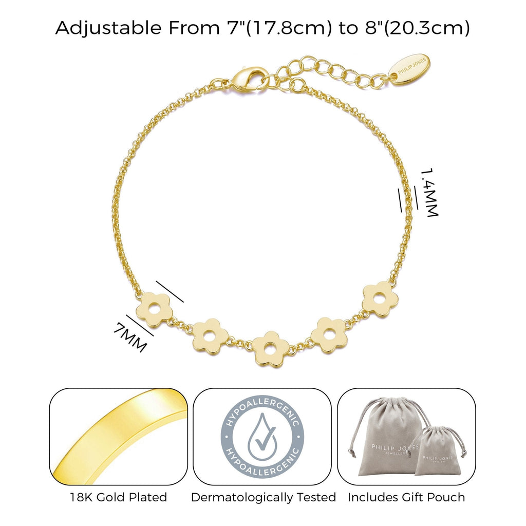 18k Gold Plated Flower Bracelet
