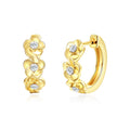 18k Gold Plated Flower Hoop Earrings Created with Zircondia® Crystals
