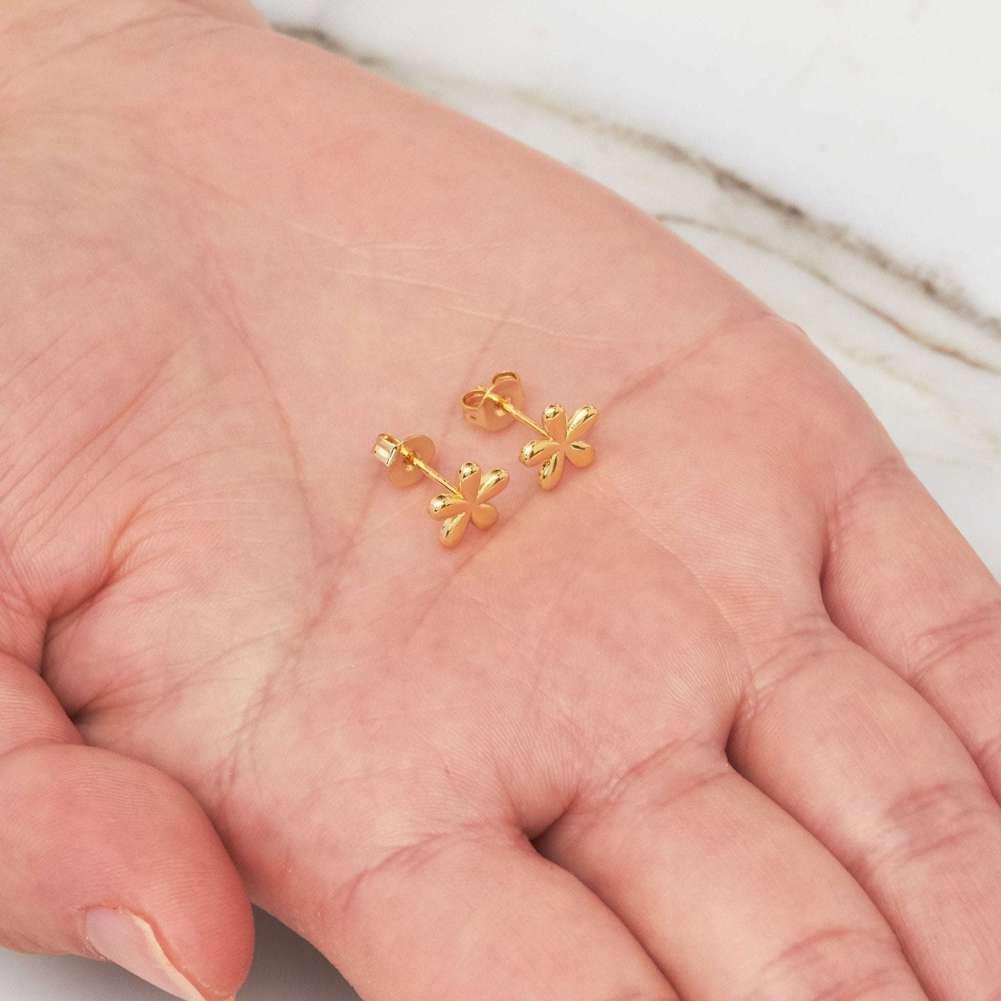 18k Gold Plated Flower Stud Earrings