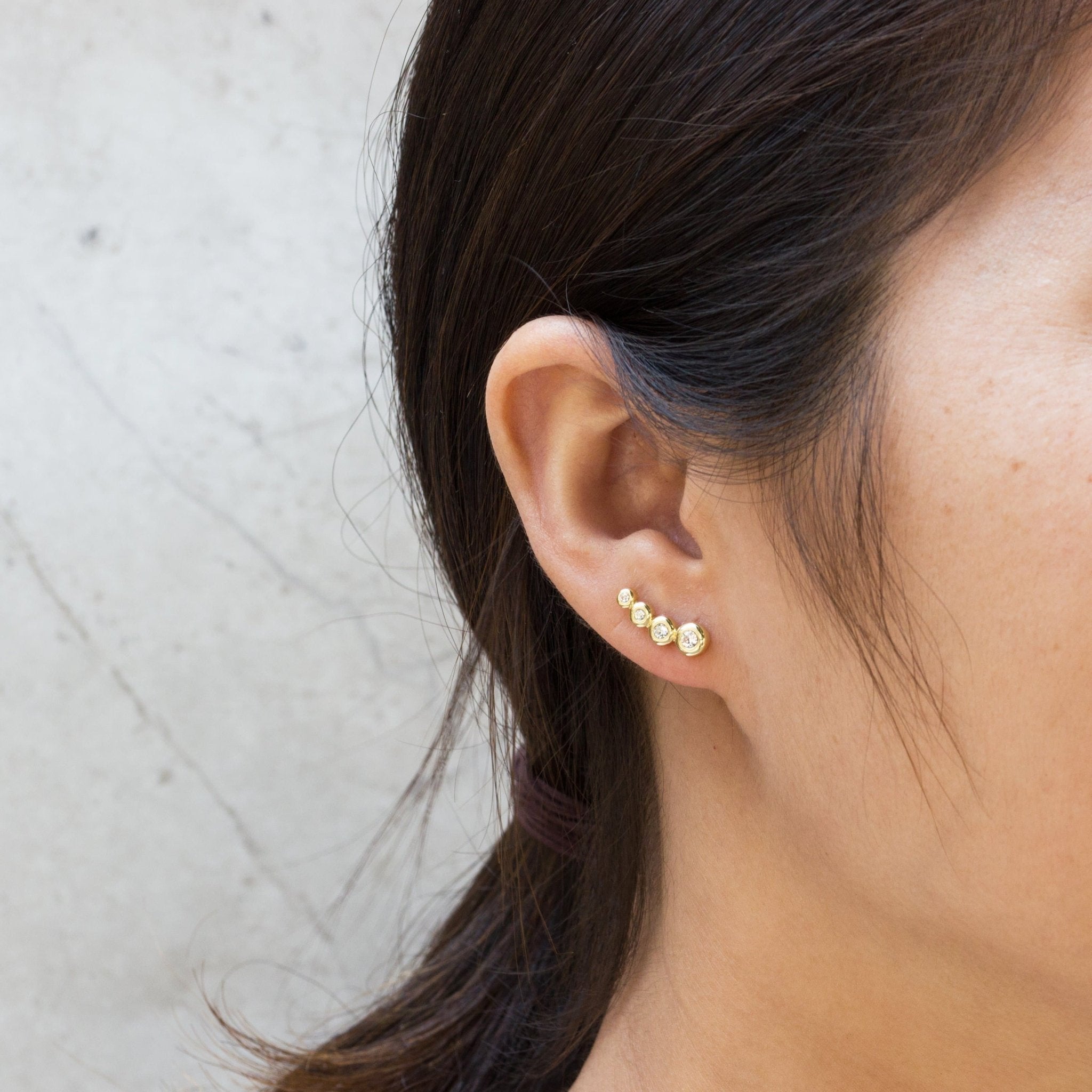 18k Gold Plated Four Stone Climber Earrings Created With Zircondia® Crystals