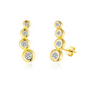 18k Gold Plated Four Stone Climber Earrings Created With Zircondia® Crystals