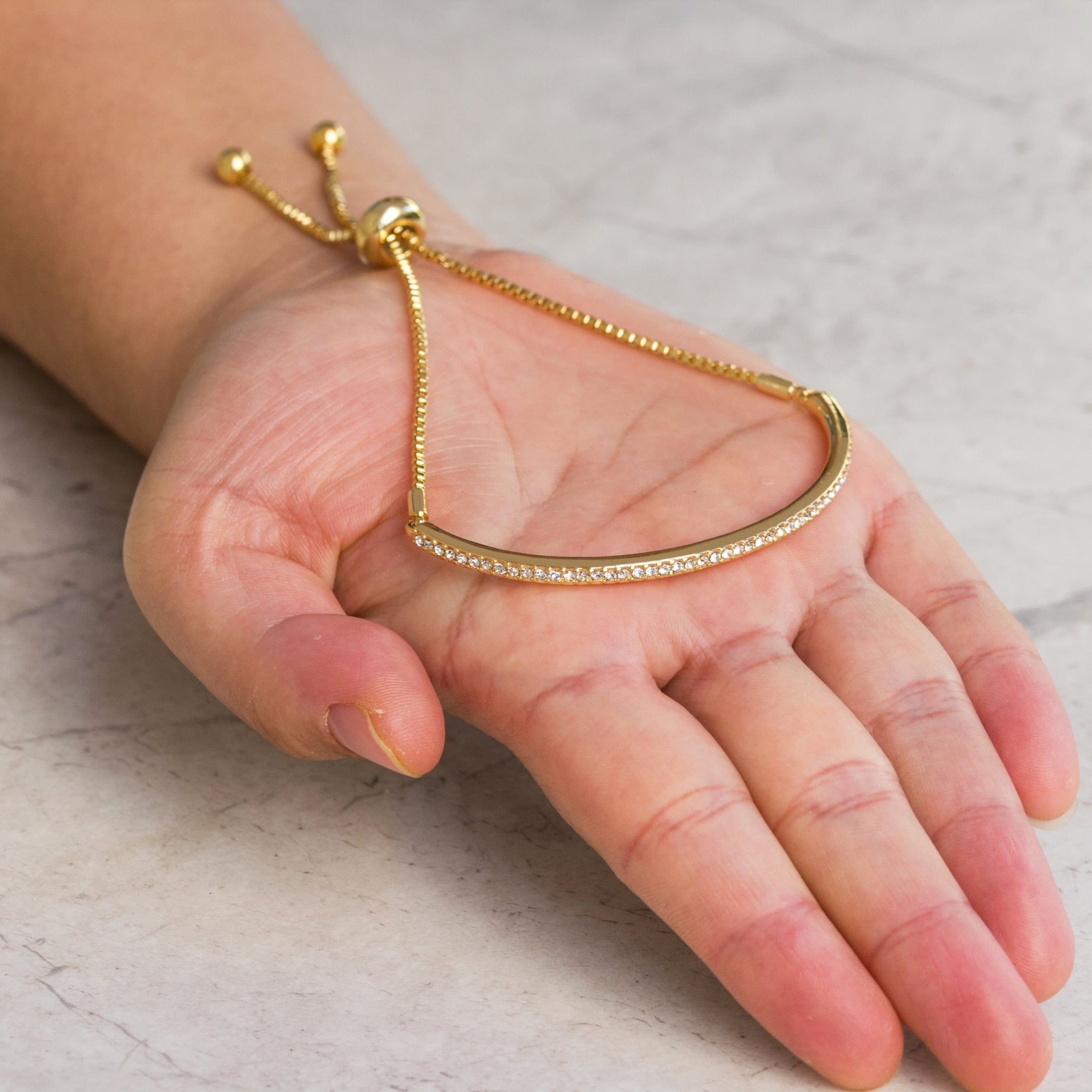 18k Gold Plated Friendship Slider Bracelet Created with Zircondia® Crystals