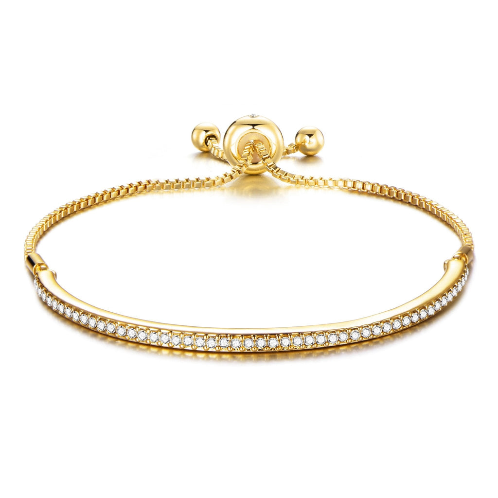 18k Gold Plated Friendship Slider Bracelet Created with Zircondia® Crystals