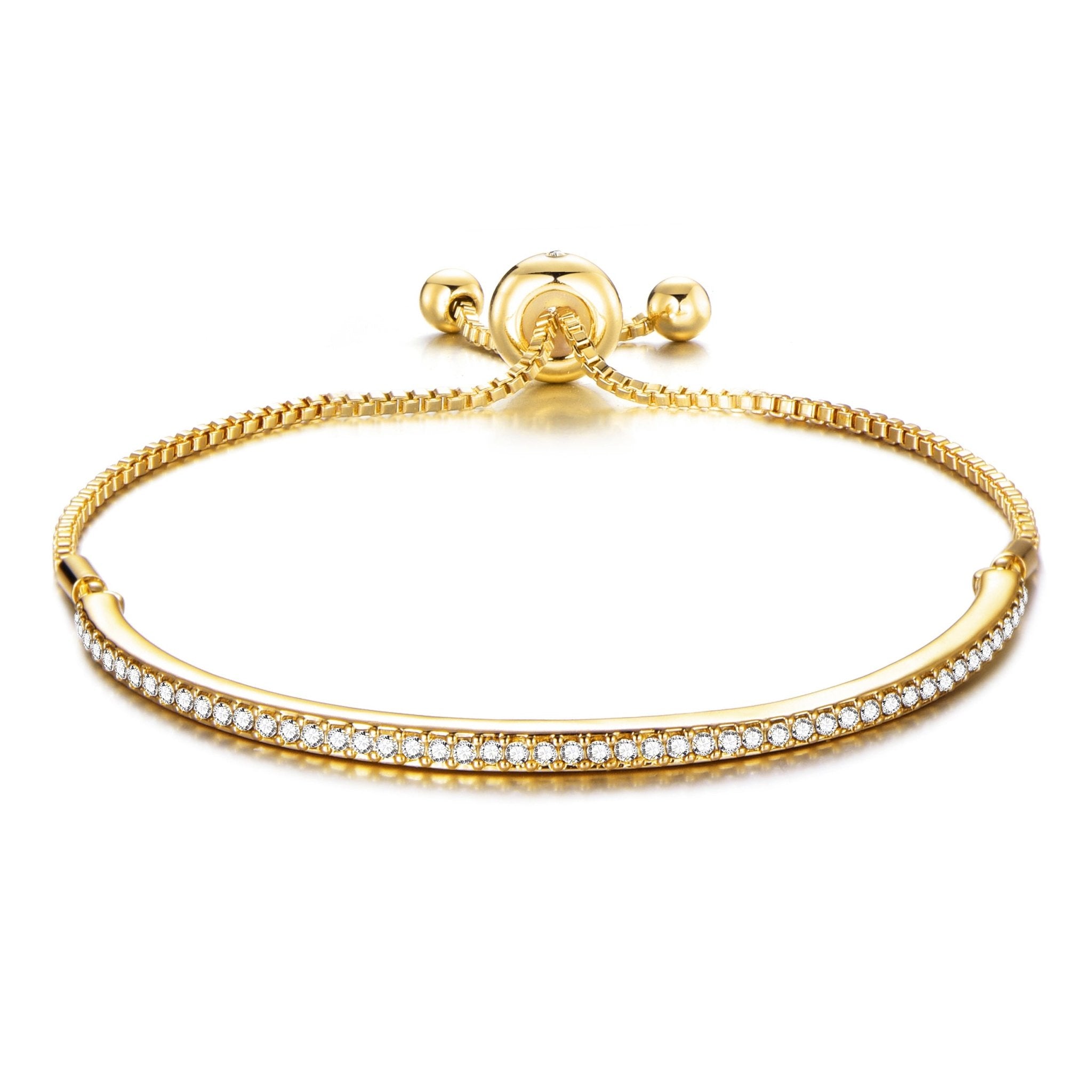 18k Gold Plated Friendship Slider Bracelet Created with Zircondia® Crystals